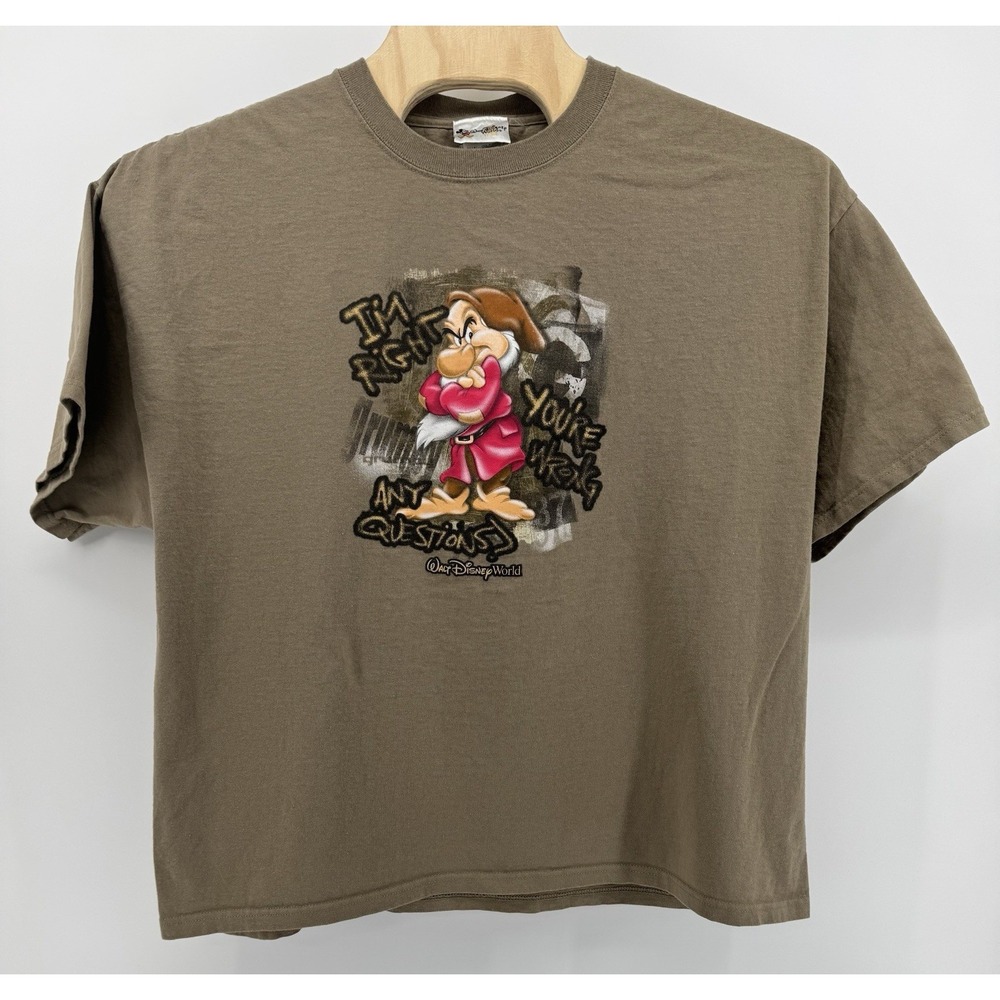 Vintage Walt Disney World Grumpy I'm Right You're Wrong T-Shirt Size 2XL Y2K